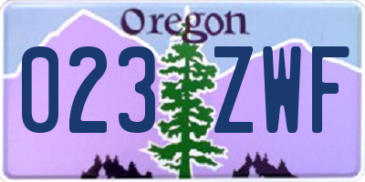 OR license plate 023ZWF