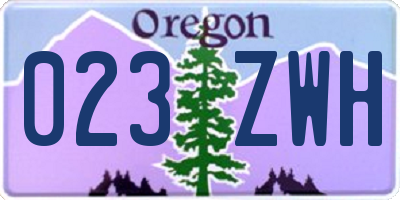 OR license plate 023ZWH