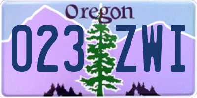 OR license plate 023ZWI