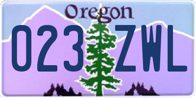 OR license plate 023ZWL