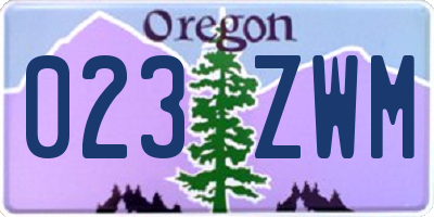 OR license plate 023ZWM