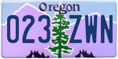 OR license plate 023ZWN