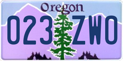 OR license plate 023ZWO