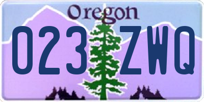 OR license plate 023ZWQ