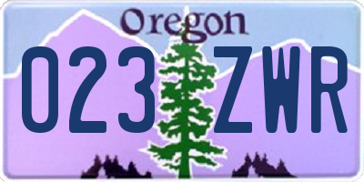 OR license plate 023ZWR