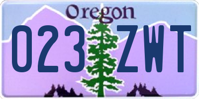 OR license plate 023ZWT
