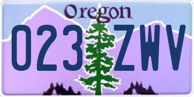 OR license plate 023ZWV