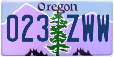 OR license plate 023ZWW