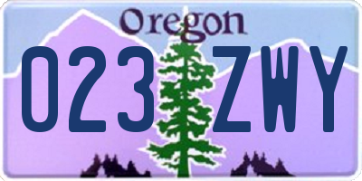 OR license plate 023ZWY