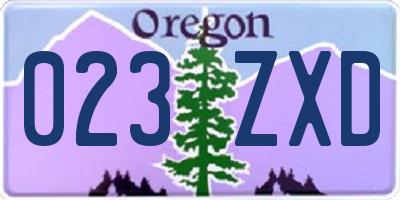 OR license plate 023ZXD