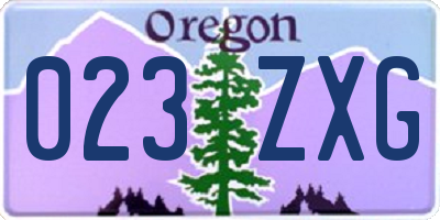 OR license plate 023ZXG