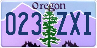 OR license plate 023ZXI
