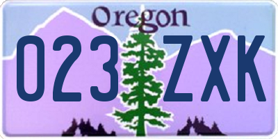 OR license plate 023ZXK