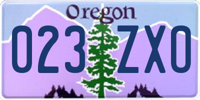 OR license plate 023ZXO