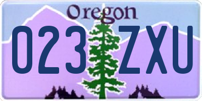 OR license plate 023ZXU