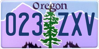 OR license plate 023ZXV