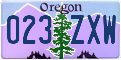 OR license plate 023ZXW