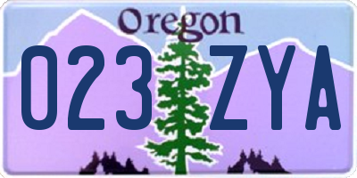 OR license plate 023ZYA