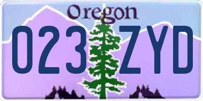 OR license plate 023ZYD