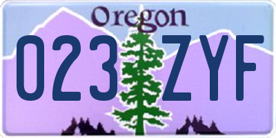 OR license plate 023ZYF