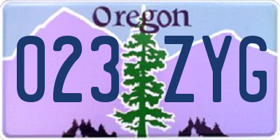 OR license plate 023ZYG