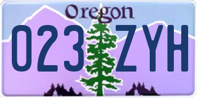 OR license plate 023ZYH
