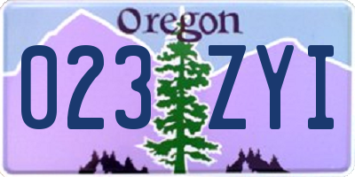 OR license plate 023ZYI