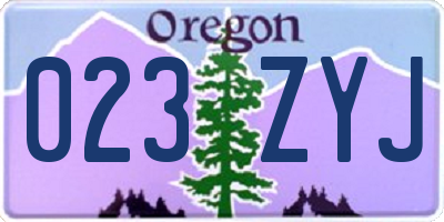 OR license plate 023ZYJ
