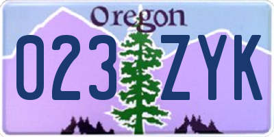OR license plate 023ZYK