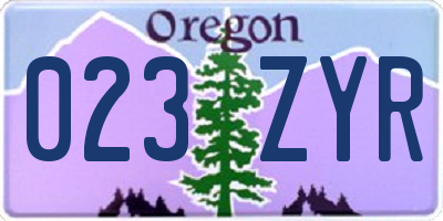 OR license plate 023ZYR