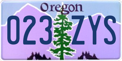 OR license plate 023ZYS