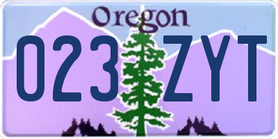 OR license plate 023ZYT