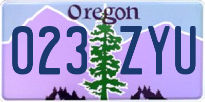 OR license plate 023ZYU