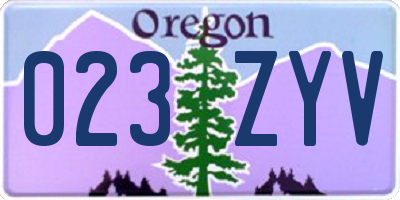 OR license plate 023ZYV