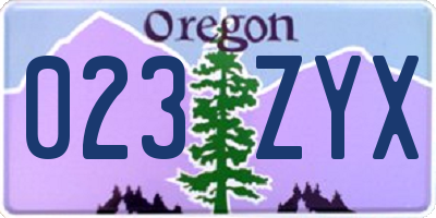 OR license plate 023ZYX