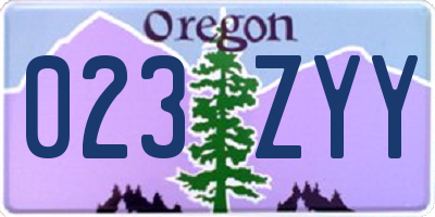 OR license plate 023ZYY