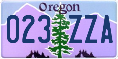 OR license plate 023ZZA