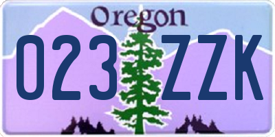 OR license plate 023ZZK