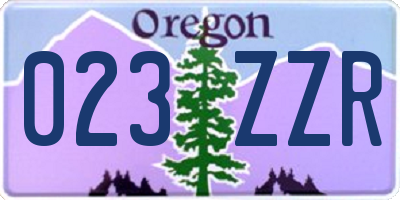 OR license plate 023ZZR