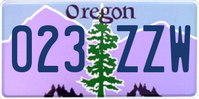 OR license plate 023ZZW
