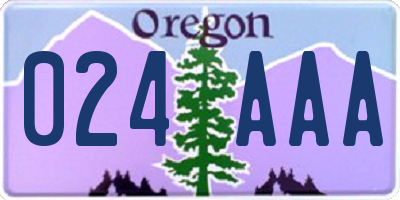 OR license plate 024AAA