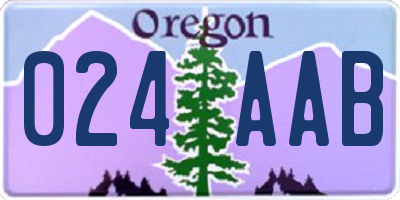 OR license plate 024AAB