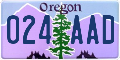 OR license plate 024AAD