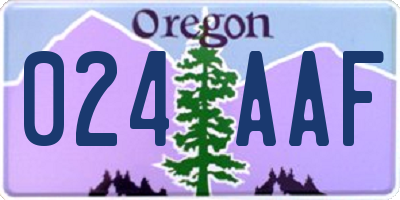 OR license plate 024AAF