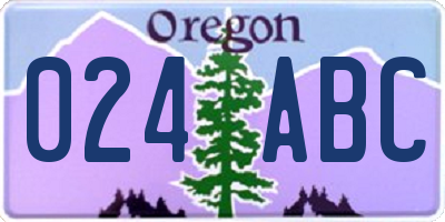 OR license plate 024ABC