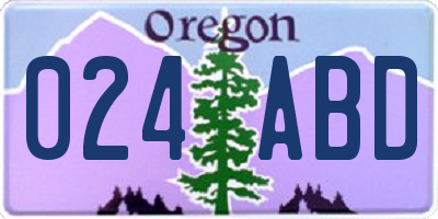 OR license plate 024ABD