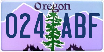 OR license plate 024ABF
