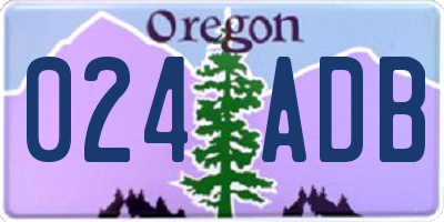 OR license plate 024ADB