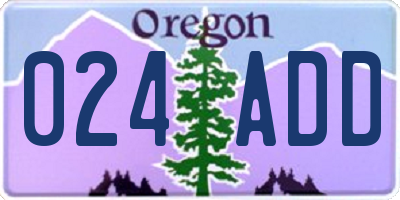 OR license plate 024ADD