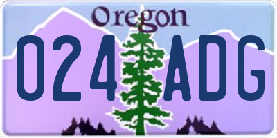 OR license plate 024ADG